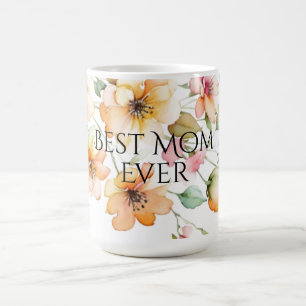 Pretty Boho Orange Pink Watercolor Wildflowers Mom Coffee Mug