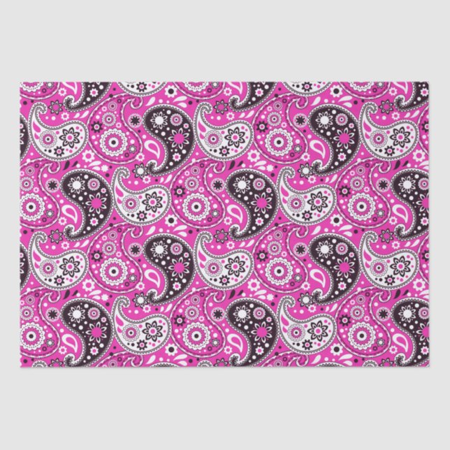 Pretty Boho Pink Paisley Pattern Tissue Paper (Front)