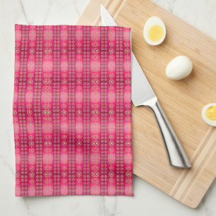 Pretty Boho Pink Pattern Kitchen Towel