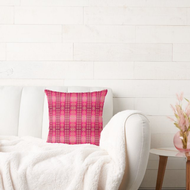 Pretty Boho Pink Pattern Throw Pillow (Couch)