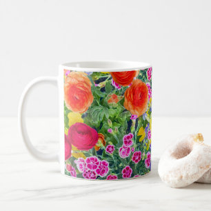 Pretty boho spring floral colourful coffee mug