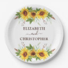 Pretty Boho Watercolor Sunflowers Wedding Party