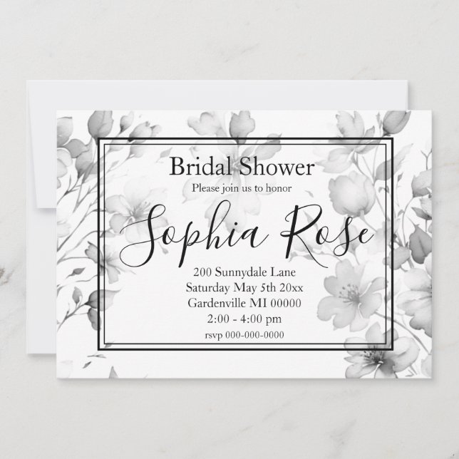 Pretty Boho Watercolor Wildflowers Bridal SHower Invitation (Front)