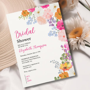 Pretty Boho Wildflowers Bridal Shower Invitation