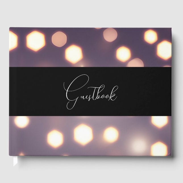 Pretty Bokeh Background Wedding Guest Book (Front)