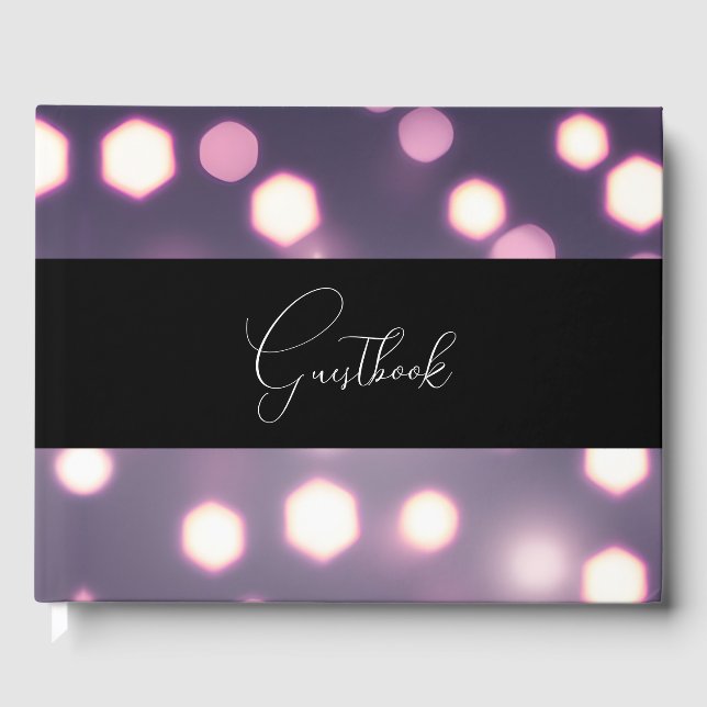 Pretty Bokeh Background Wedding Guest Book (Front)