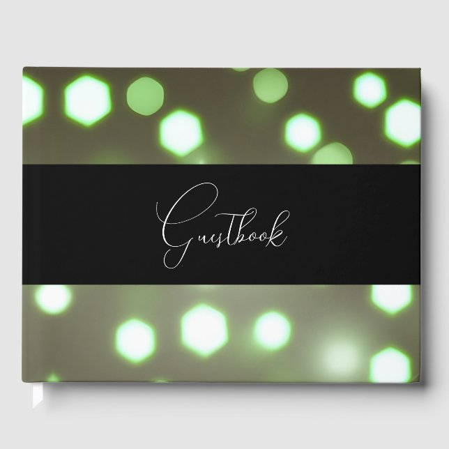 Pretty Bokeh Background Wedding Guest Book (Front)
