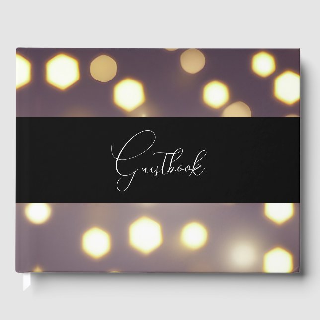 Pretty Bokeh Background Wedding Guest Book (Front)