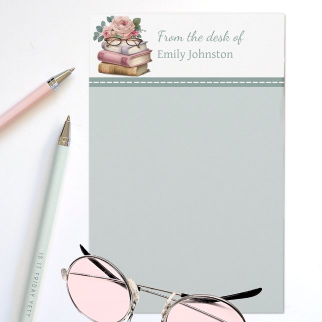 Pretty Books Sage Green Personalized Stationery (Creator Uploaded)