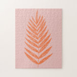 Pretty Botanical Fern Palm Leaf Pastel Pink Orange Jigsaw Puzzle<br><div class="desc">Pretty Botanical Fern Palm Leaf Pastel Pink Orange Jigsaw Puzzle</div>