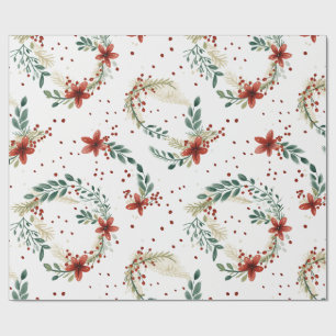 Pretty Botanical Floral Holiday Christmas Winter Wrapping Paper
