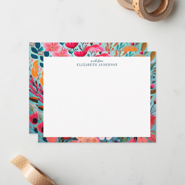 Pretty Botanical Girly Floral Frame  Card (Front/Back In Situ)