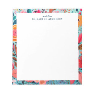 Pretty Botanical Girly Floral Frame  Notepad