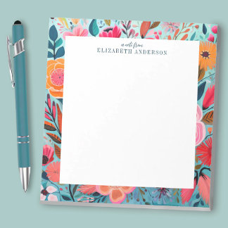 Pretty Botanical Girly Floral Notepad
