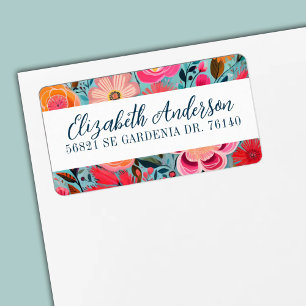 Pretty Botanical Girly Floral Return Address Label