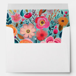 Pretty Botanical Girly Floral Stationery Envelope