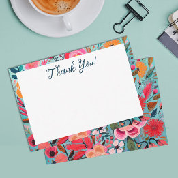 Pretty Botanical Girly Floral Thank You Card