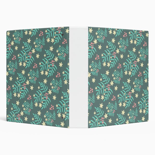 Pretty Botanical Leaves and Berries Blue Pattern Binder (Background)