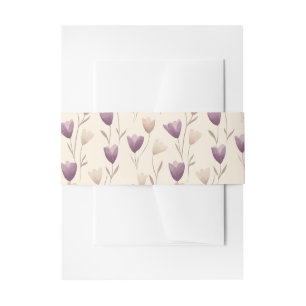 Pretty Botanical Purple Floral Wedding Invitation Belly Band