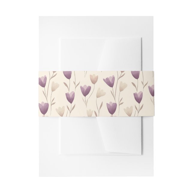 Pretty Botanical Purple Floral Wedding Invitation Belly Band (Front Example)