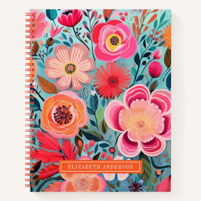 Pretty Botanical Stylish Floral Dot Journal (Devant)