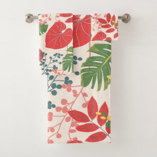 Pretty botanical Watercolor leaf in the forest Bath Towel Set