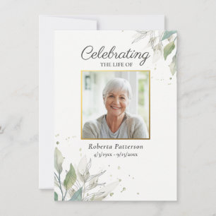 Pretty Botanicals Funeral Memorial Custom Photo Card