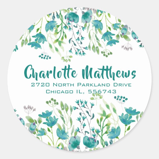 Pretty Botannical Return Address Envelope Seal (Front)