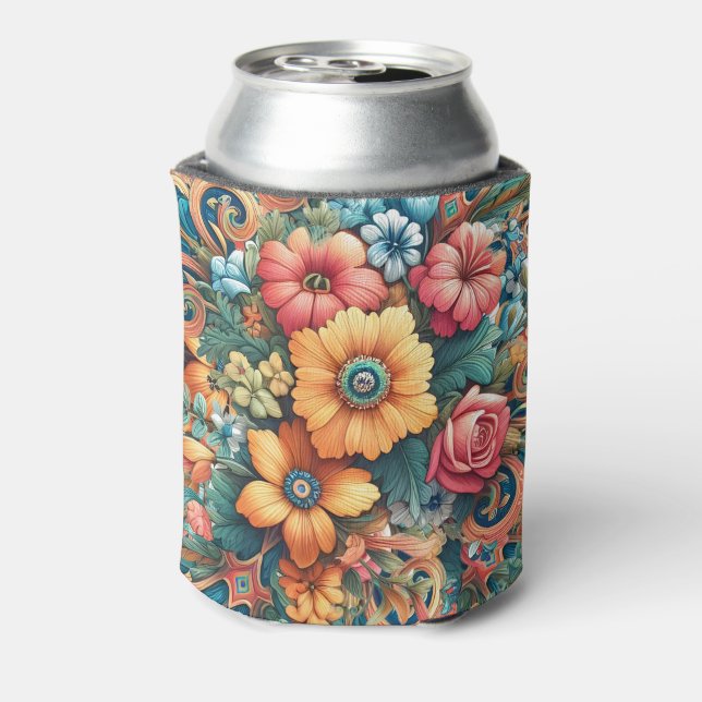Pretty Bouquet of Flowers Can Cooler (Can Back)