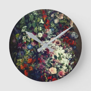 Pretty Bouquet of Flowers in a Vase Round Clock