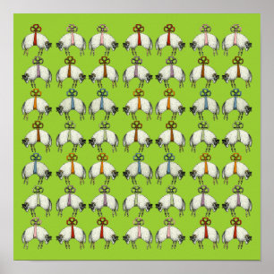 Pretty Bow Sheep CHANGE COLOR~ Gift Wrapping Paper Poster