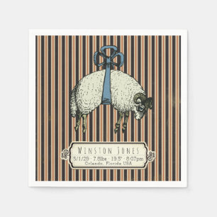 Pretty Bow Sheep™ Collection - Birth Info / Napkin