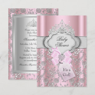 Pretty Bow Tiara Princess Baby Shower Invitation
