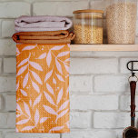 Pretty branches - orange and pink kitchen towel<br><div class="desc">Pretty and Trendy orange and pink foliage. Cute and modern botanical illustration pattern with pink pastel branches. Retro vibes.</div>