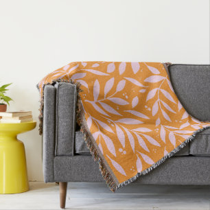 Pretty branches - orange and pink throw blanket