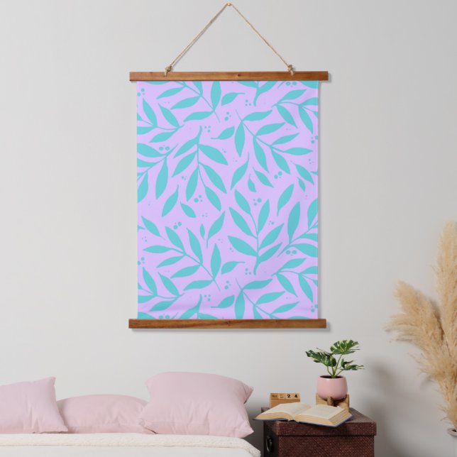 Pretty branches - turquoise and violet hanging tapestry (Bedroom)