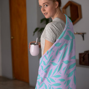 Pretty branches - turquoise and violet teen fleece blanket