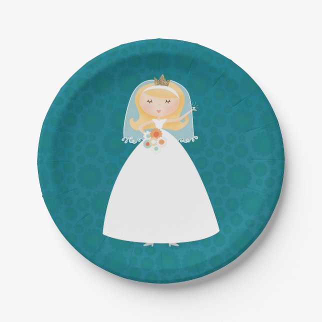 Pretty Bride bridal shower paper plates (Front)
