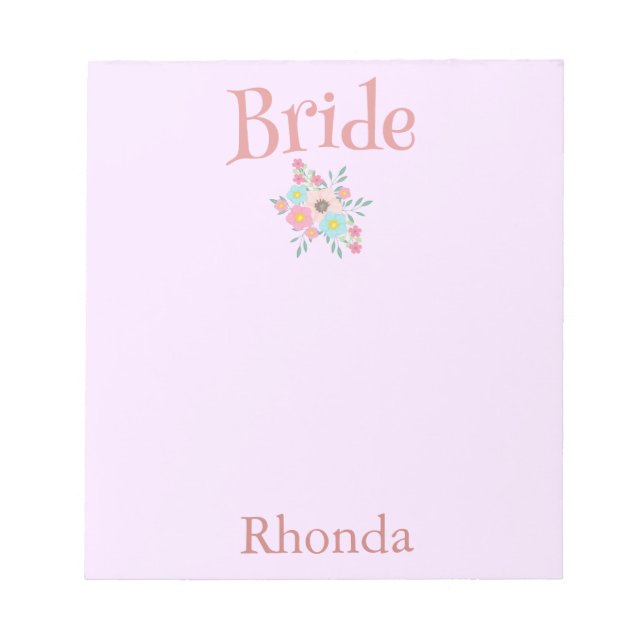 Pretty Bride Personalize Notepad (Front)