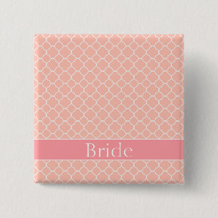 Pretty Bride Pink and White 2 Inch Square Button