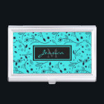 Pretty Bright Blue Floral Personalised Business Card Holder<br><div class="desc">Pretty eye catching bright blue floral patterned personalised business card case.</div>