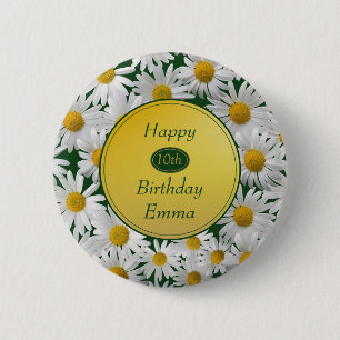 Pretty Bright Daisy Any Age Birthday 2 Inch Round Button