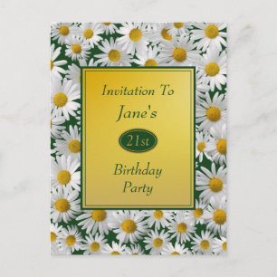 Pretty Bright Daisy Birthday Party Invitation Postcard