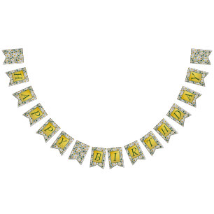 Pretty Bright Daisy Happy Birthday Bunting Flags