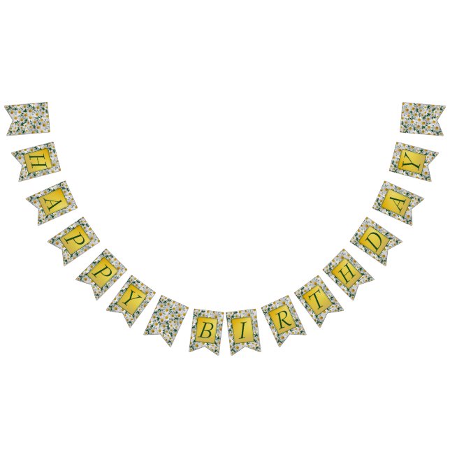Pretty Bright Daisy Happy Birthday Bunting Flags (All)