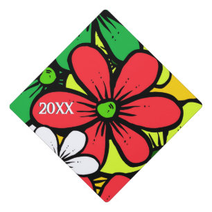 Pretty Bright Grouping of Summer Flowers Graduation Cap Topper
