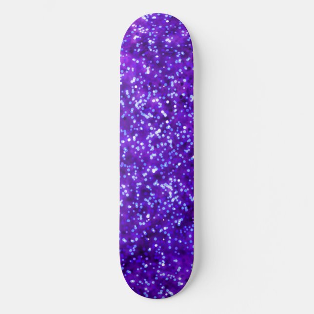 Pretty Bright Purple Faux Glitter Design Skateboard (Front)