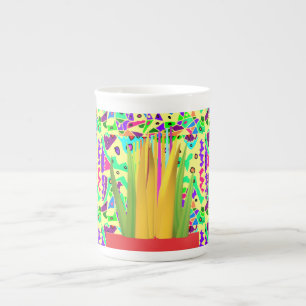 Pretty brite patterned art surreal bone china mug