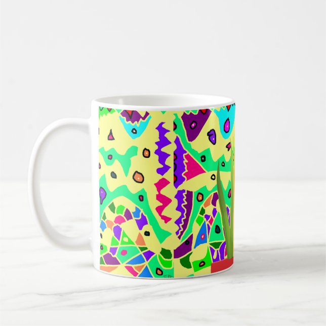 Pretty brite patterned art surreal coffee mug (Left)