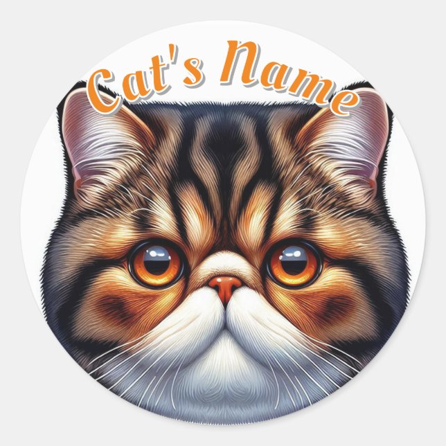 Pretty British Shorthaired Tabby Cat • Add a Name Classic Round Sticker (Front)